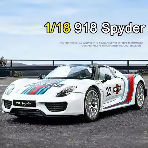 1:18 918 Spyder Martini Pagani Huayra Diecast Alloy Model Toys Car Doors Opened with Sound Light Min