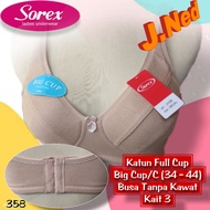 J358 Sorex Bra AdultWanita, Non-Wire Foam Bra Cup C Three Hooks, Jumbo Bra Size 36 44