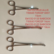 EM E52-0020 ALLIS TISSUE FORCEP 4X5T 15cmEM E52-0120 BABCOCK 16cm E52-0122 18cm