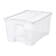 SAMLA 附蓋收納盒, 透明, 57x39x28 公分/45 公升