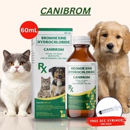 Free 3cc Syringe 60ml Canibrom Bromhexine Dog Cat All Stages Adult Kitten Puppy Syrup Pet Nutrients