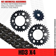 WZT KAWASAKI HD3 / SUZUKI X4 BLACK CHAIN AND SPROCKET SET (14T/42T 428H-120L)