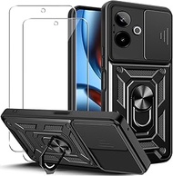 Case for Realme GT 7/GT 7T 5G with 2 Pieces Screen Protector, [360 Degree Ring Stand] [Camera Protec
