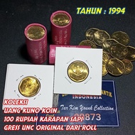 Koleksi Uang Kuno Koin 100 Rupiah Karapan Sapi Tahun 1994 Langka Gress Lustre Original Asli Dari Rol
