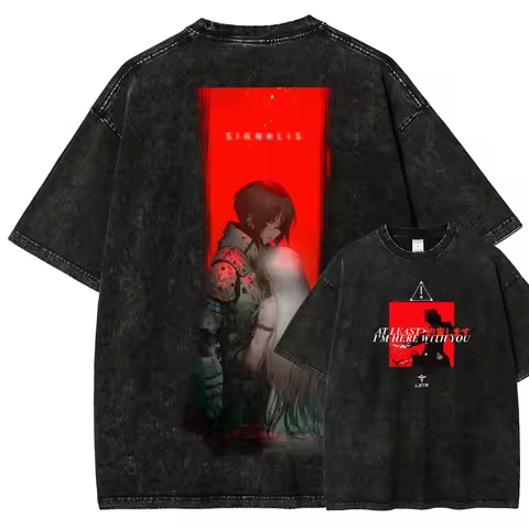 Hot Survival Horror Game Signalis Graphic Print T-Shirt Men Women Retro Washed Cotton Solf Casual Ov