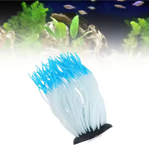 Luminous Feature Artificial Sea Anemone Artificial Plant Silicone Aquarium Fish Decor Suction Cup Fi