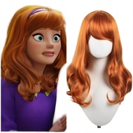 Europe America cosplay Full Headgear Orange Big Wave Long Curly Hair Scooby-Doo Dog Daphne Anime Wig