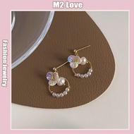 Pearl Shell Earrings Flower Earrings Elegant And Versatile Ear Clips Simple Ring Geometric Earrings 