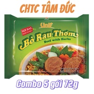 Combo of 5 packs of Unif beef and herbs noodles 72g