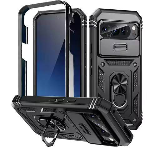 Full Protect Armor Car Magnetic Ring For Google Pixel 9 Pro XL 5G Case Slide Lens Protection Coque f