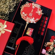 Original Yutang Chunxi Fan Bride Wedding Holding Fan Xiuhe Fan Tassel Group Fan Antique Palace Fan W
