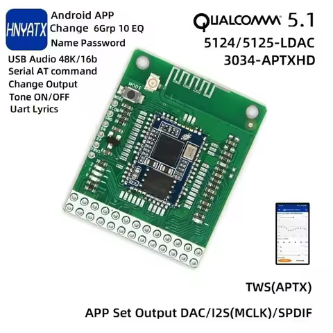 APP change name password EQ QCC5125 5124 LDAC Bluetooth 5.1 Qualcomm QCC3034 APTXHD SPDIF analog DAC