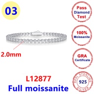 Full Moissanite Diamond Ladys Tennis Bracelet 925 Sterling Silver Plated White Gold Luxury Jewelry T