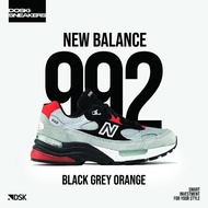New Balance 992 Black Grey Orange Made in USA 100% Original Sneakers Casual Pria Wanita Sepatu Origi