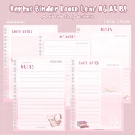 Loose Leaf Binder Paper A6 A5 B5 Pink Motif Study Aesthetic