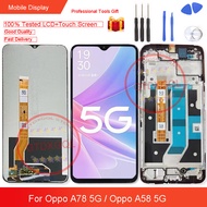 6.56นิ้วต้นฉบับใหม่สำหรับ A58 Oppo A78 CPH2483 5G CPH2495สัมผัสหน้าจอ LCD แผงอะไหล่ซ่อมเซ็นเซอร์จอ +