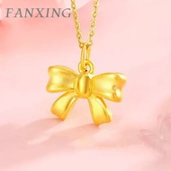 FX 999/24k（1.3g）Bowknot Pure Gold Pendant  Ladies' Bowknot Fine gold Necklace