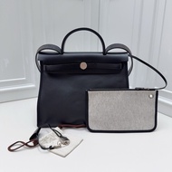 擱置品帶膜Hermes 愛馬仕 Herbag 31黑色Toile H防水帆布手提包