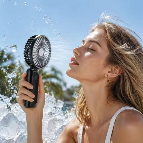 High Speed Hurricane mini Handheld Small Fan Large Capacity Fan Outdoor Portable Folding Fan