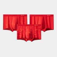 Mens Red Boxer Briefs Breathable Antibacterial Pure Cotton Underwear Comfortable Briefs for Wedding 