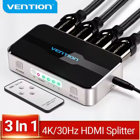 Vention 3 in 1 out HDMI Switch 4K 3D 2.0 1.4 HDMI Splitter for PS4 TV Xbox 3 in 1 out with Remote Co