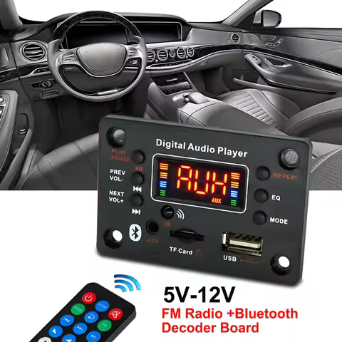 Car Radio Module Wireless Bluetooth 5.3 WMA Decoder Board USB TF FM AUX 12V Support Microphone For k