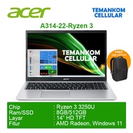 Laptop ACER Aspire 3 Slim A314 22 AMD Ryzen 3-3250U 8GB RAM 512GB SSD