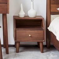 ‍🚢Solid Wood Bedside Cabinet Wooden Bed-Head Cabinet Simple Modern Minimalist Black Walnut Wooden Bed Side Storage Cabin