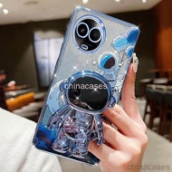 Casing Realme 11 5G/Realme 11X 5G electroplated glitter astronaut stand protective case