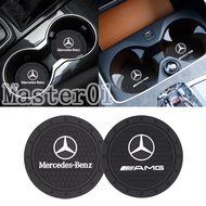 2pcs/set For Mercedes Benz W220 W205 W222 W123 Car Water Cup Non-slip Mat 7cm Auto Emblem Badge Cup 