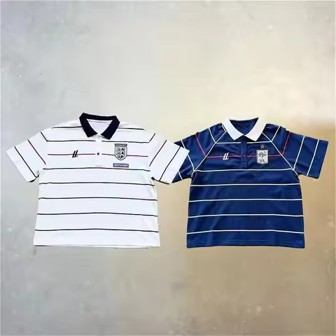 Retro Striped Patchwor Polo Shirts Embroidered Logo British Style Football T Shirts Summer Harajuku 