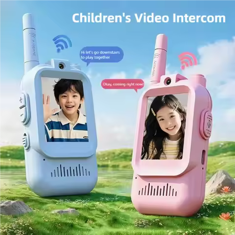 Video Walkie Talkies for Kids 2 Pack Rechargeable Intercom Walkie-talkie Cute 2 Inch Screen One-Clic