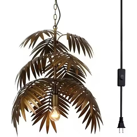 Creative Tropical Coconut Leaf LED Chandelier Living Room Restaurant Bedroom Adjustable Plug Play Pe