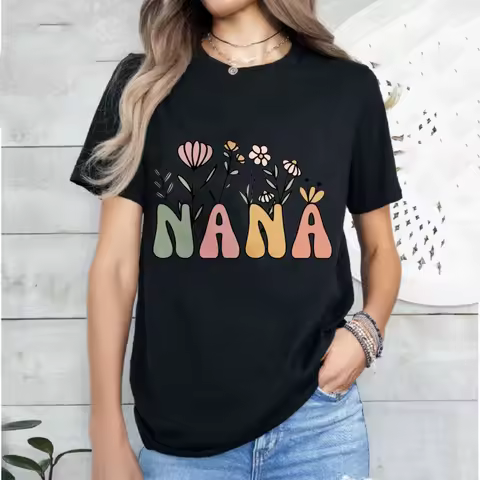 Custom Cute Floral Nana Grandma T-Shirt Mothers Day Gift Grammy Granny Shirt Vintage Women Clothes G