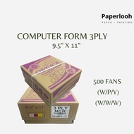 Computer Form NCR 3ply - 9.5" x 11" (W/P/Y) / (W/W/W) 500 Fans