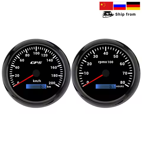 ELING 2 Gauge Kit 110mm 60 120 200 km/h 80 120 160 MPH Speedometer GPS Tachometer 4K 6K 7K 8K with 7