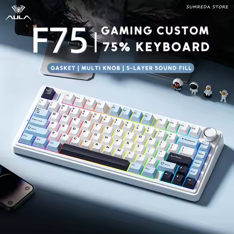 AULA F75 F75 Pro Gaming Wireless Mechanical Keyboard Bluetooth 2.4G Wired RGB Customized 75% Hotswap