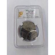[Mickey Mouse Shape] 2007 Malaysia Error Coin 50 Sen 3 Strike All Off Center TQG Mint Error MS 65