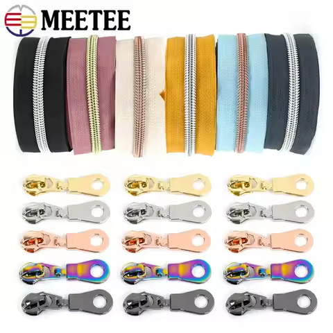 1-4Meters Meetee 5# Sewing Nylon Zipper By Meters Zip Puller Bag Decor Zips Closure Garment Zippers 