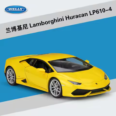 WELLY 1:24 Lamborghini Huracan LP610-4 Supercar - 610HP AWD Alloy Die-Cast Model, Official Licensed