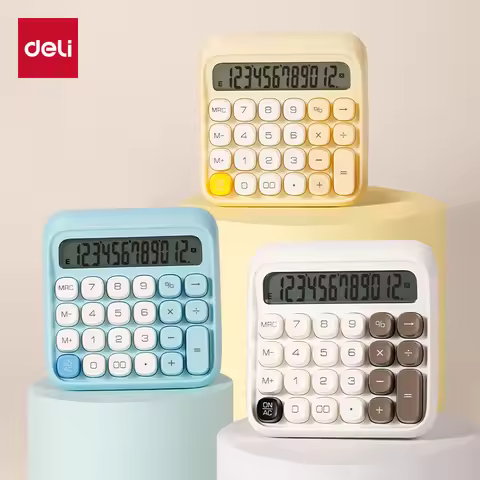 Deli Desktop Calculator 12 Digits LCD Display Kawaii DopamineStationery Supplies, Accounting Office 