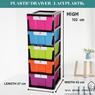 TERMURAH | 5 TIER PLASTIC DRAWER | LACI PLASTIK | MULTIPURPOSE PLASTIC CABINET/ WARDROBE | ALMARI BAJU PLASTIK