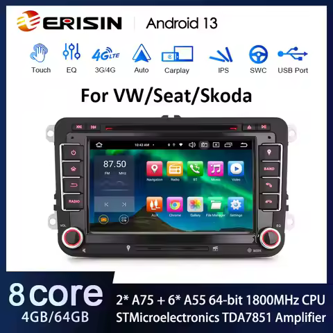 Erisin ES8548V 7" DSP Android 13 Car Stereo CarPlay Auto DVD GPS 4G BT WiFi for VW Golf Passat Tigua