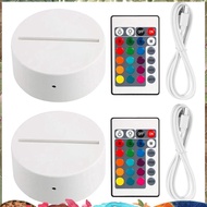 2 Pack 3D Night LED Light Lamp Base + Remote Control + USB Cable, 16 Colors Light Show Display Stand