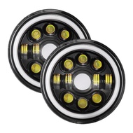 7inch Round LED Headlight Car Daytime Running Light Double Angel Eyes for Jeep Wrangler/CJ-8 Scrambl