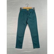 CLOSSHI 5 cm Long Pants Green cotton Fabric Waist size 22-23 Hips 30 To 34 Length 32 Inches