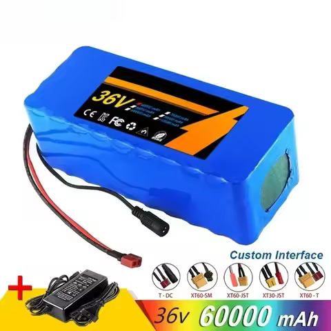 10S4P 36V 60000mAh Lithium Battery Electric Scooter 18650 Battery pack+Free charger