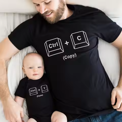 CTRL + C CTRL + V Family T-Shirt Father and Son Daughter Tshirts Matching Oufits Dad Baby Family Loo
