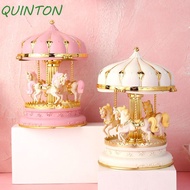 QUINTON Carousel Ornaments, Girly Heart Handmade Carousel Music Box, Elegant Cute Colorful Carousel 