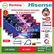 (2023 NEW) HISENSE 55" 65" 75" 85" Mini-LED ULED 4K Smart TV 144Hz 55U7K / 65U7K / 75U7K / 85U7K + FREE HDMI + Bracket